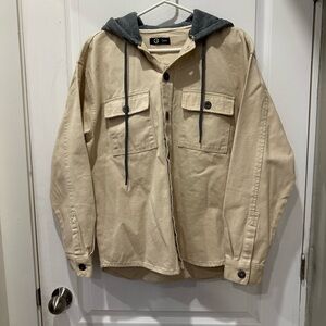 Hooded Twill Shirt Jacket